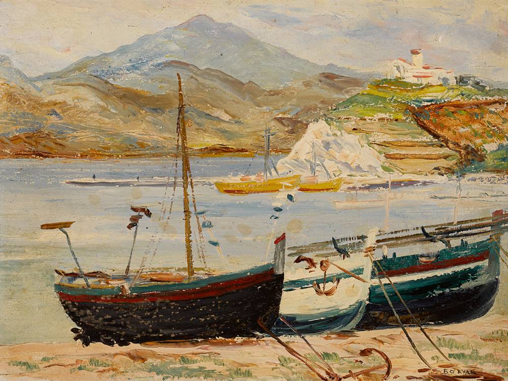 FISHING BOATS AT REST by Fergus O'Ryan RHA (1911-1989) at Whyte's Auctions