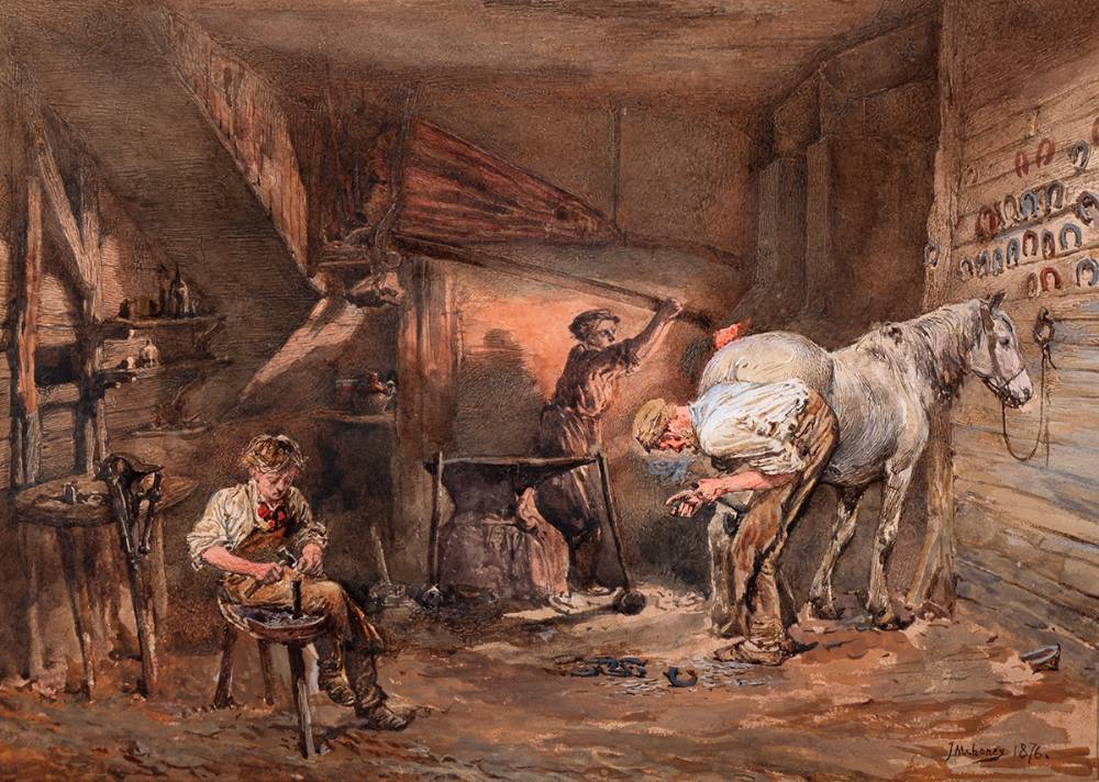 A FARRIER AND HIS APPRENTICES, 1876 by James Mahony ARHA (c.1815-c.1859) at Whyte's Auctions