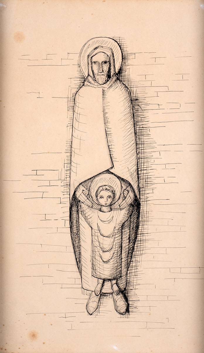 SKETCH FOR STATUE - ST. JOSEPH AND CHILD, 1964 by Ian Stuart (1926-2013) at Whyte's Auctions