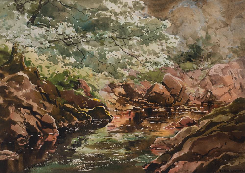 THE FINN RIVER AT CLOGHAN, COUNTY DONEGAL, c.1950 by Frank Egginton RCA (1908-1990) at Whyte's Auctions